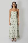 Shop_Reistor_White Bemberg Crepe Printed Floral Square Neck The Jade Maxi Dress  _Online_at_Aza_Fashions