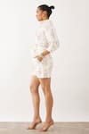 Son Of A Noble Snob_Off White Cotton Satin Embroidery Shawl Neck Ava Catchfly Print Shorts Set _Online_at_Aza_Fashions
