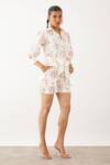 Buy_Son Of A Noble Snob_Off White Cotton Satin Embroidery Shawl Neck Ava Catchfly Print Shorts Set _Online_at_Aza_Fashions