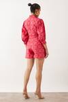 Shop_Son Of A Noble Snob_Pink Cotton , Cotton, Shawl Neck Ava Fan Print Shorts Set _at_Aza_Fashions