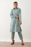 Buy_Son Of A Noble Snob_Grey Premium Cotton Satin Printed Chevron Spread Bora Tunic And Trouser Set _at_Aza_Fashions