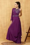 Buy_Kressa_Purple Crepe Embroidered Asymmetric Gown With Placement Embellished Bustier _Online_at_Aza_Fashions