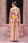 Shop_Ankur J_Multi Color Cotton Silk Embroidery Thread V Neck Jacket And Palazzo Set _at_Aza_Fashions