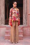 Shop_Ankur J_Multi Color Cotton Silk Embroidery Thread V Neck Jacket And Palazzo Set _Online_at_Aza_Fashions