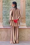 Shop_Ankur J_Off White Cotton Silk Printed Linear Jacket Notched Lapel Collar And Palazzo Set _at_Aza_Fashions