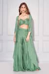 Buy_Kressa_Green Crepe Georgette Embroidered Sequin Embellished Sharara Set  _at_Aza_Fashions