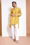 Kressa_Yellow Crepe Embellished Floral Shirt Collar And Pant Set _Online_at_Aza_Fashions