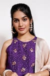 Shop_Kressa_Purple Crepe Embellished Floral Round Kurta Lehenga Set  _Online_at_Aza_Fashions