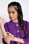 Kressa_Purple Crepe Embellished Floral Round Kurta Set  _Online_at_Aza_Fashions