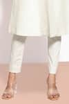 Kressa_White Crepe And Silk/cotton Stretch Embellished Lapel Blazer & Pant Set _Online_at_Aza_Fashions