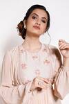 Buy_Kressa_Pink Crepe Embroidered Floral Round Tunic  _Online_at_Aza_Fashions