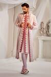 Buy_Rachit Khanna_Pink Lucknowi Georgette Embroidered Thread Sherwani Set  _at_Aza_Fashions