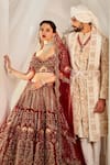 Buy_Rachit Khanna_Ivory Raw Silk Embroidered Dabka And Resham Work Vintage Sherwani Set _Online_at_Aza_Fashions