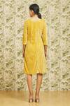 Shop_Samyukta Singhania_Yellow Velvet Plain Boat Neck Pain Dress _at_Aza_Fashions