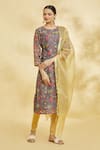 Buy_Naintara Bajaj_Grey Flower Vine Print Kurta Set _at_Aza_Fashions