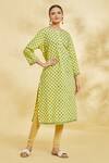 Shop_Naintara Bajaj_Yellow Flower Motif Print Kurta With Leggings _Online_at_Aza_Fashions