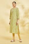 Shop_Naintara Bajaj_Yellow Floral Bloom Cluster Print Kurta With Leggings _Online_at_Aza_Fashions