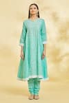 Naintara Bajaj_Blue Swirl Embroidered Kurta Set _Online_at_Aza_Fashions