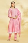 Buy_Naintara Bajaj_Pink Swirl Thread Embroidered Anarkali Set _at_Aza_Fashions