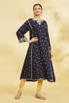 Buy_Naintara Bajaj_Blue Daisy Print Kurta _at_Aza_Fashions