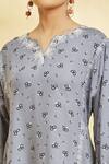 Naintara Bajaj_Grey Daisy Floral Print Kurta _at_Aza_Fashions