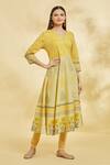 Buy_Naintara Bajaj_Yellow Mandala Chandelier Print Anarkali With Leggings _at_Aza_Fashions