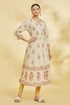 Shop_Naintara Bajaj_Beige Floral Blossom Print Anarkali With Leggings _Online_at_Aza_Fashions