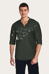 Buy_HeSpoke_Green 100% Twill Cotton Printed Bird Shirt_at_Aza_Fashions