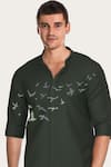 HeSpoke_Green 100% Twill Cotton Printed Bird Shirt_Online_at_Aza_Fashions