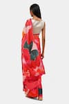 Shop_Satya Paul_Pink Georgette, Satin Burst Floral Print Saree_at_Aza_Fashions
