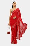 Buy_Satya Paul_Red Viscose Georgette Embroidered Lurex Thread And Sequin Work & Saree _at_Aza_Fashions