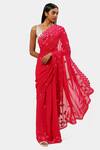 Buy_Satya Paul_Fuchsia Viscose Georgette Embroidered Floral Sequin And Applique Night Saree _at_Aza_Fashions