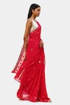 Buy_Satya Paul_Fuchsia Viscose Georgette Embroidered Floral Sequin And Applique Night Saree _Online_at_Aza_Fashions