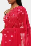 Shop_Satya Paul_Fuchsia Viscose Georgette Embroidered Floral Sequin And Applique Night Saree _Online_at_Aza_Fashions