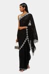 Buy_Satya Paul_Black Viscose Georgette Embroidered Bugle Beads Work Timeless Saree _at_Aza_Fashions