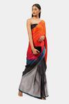 Buy_Satya Paul_Grey Georgette Satin Printed Stroke Ray Saree _Online_at_Aza_Fashions