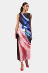 Buy_Satya Paul_Multi Color Polyester Boat Neck Haze Print Easy Dress _at_Aza_Fashions