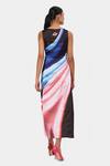 Shop_Satya Paul_Multi Color Polyester Boat Neck Haze Print Easy Dress _at_Aza_Fashions