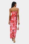 Shop Satya Paul Pink Organza Split V-neck Floral Print Lady Dress at Aza Fashions Shop_Satya Paul_Pink Organza Split V-neck Floral Print Lady Dress _at_Aza_Fashions