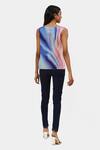 Shop_Satya Paul_Blue Viscose, Crepe Crystals Cowl Neck Future Haze Print Top _at_Aza_Fashions