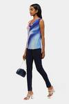 Satya Paul_Blue Viscose, Crepe Crystals Cowl Neck Future Haze Print Top _Online_at_Aza_Fashions