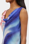 Shop_Satya Paul_Blue Viscose, Crepe Crystals Cowl Neck Future Haze Print Top _Online_at_Aza_Fashions