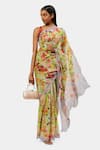 Buy Satya Paul Green Chiffon The Floral Print Forever Summer Saree at Aza Fashions Buy_Satya Paul_Green Chiffon The Floral Print Forever Summer Saree_at_Aza_Fashions