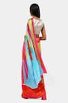 Shop_Satya Paul_Pink Georgette, Satin The Abstract Print Holi Saree_at_Aza_Fashions
