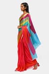Satya Paul_Pink Georgette, Satin The Abstract Print Holi Saree_Online_at_Aza_Fashions