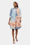 Buy_Satya Paul_Blue Linen Printed Floral Shirt Collar The Off Duty Tunic _at_Aza_Fashions