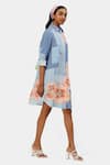 Buy_Satya Paul_Blue Linen Printed Floral Shirt Collar The Off Duty Tunic _Online_at_Aza_Fashions