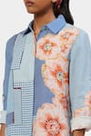 Shop_Satya Paul_Blue Linen Printed Floral Shirt Collar The Off Duty Tunic _Online_at_Aza_Fashions