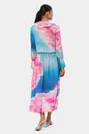 Shop_Satya Paul_Pink Viscose, Crepe Shawl Neck The Printed Spring Dress _at_Aza_Fashions
