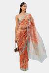 Buy_Satya Paul_Orange Cotton The Printed Dew Saree_at_Aza_Fashions